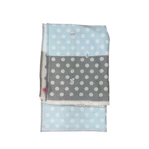Betsey Johnson blue polka dot scarf with embellishments